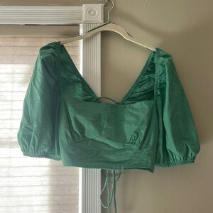 Zara Cropped Balloon Sleeve Top